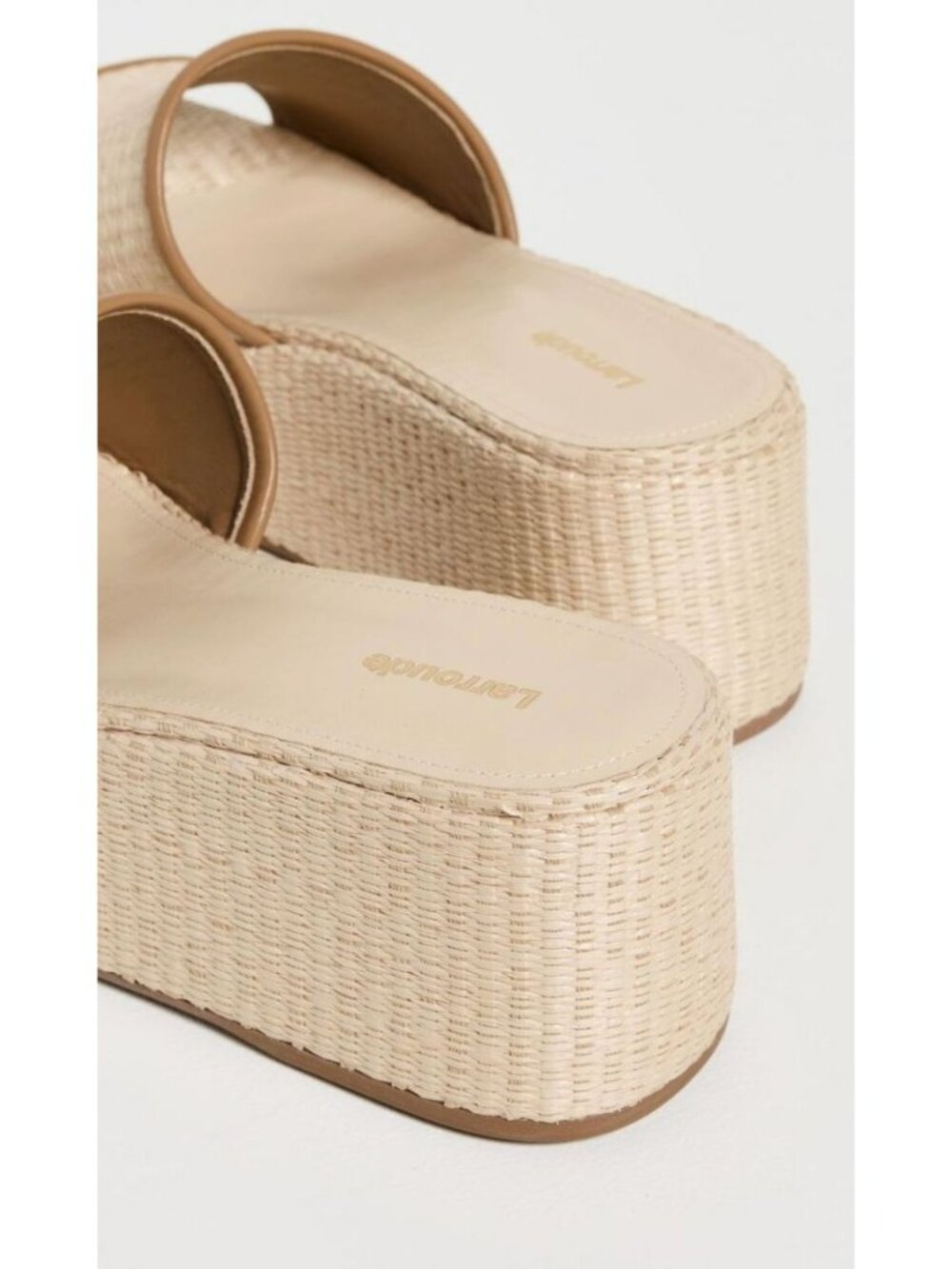 NWB Larroude Alex Platform Mules Sandals Raffia Natural Size 5.5 $315 [jb] - Picture 5 of 16